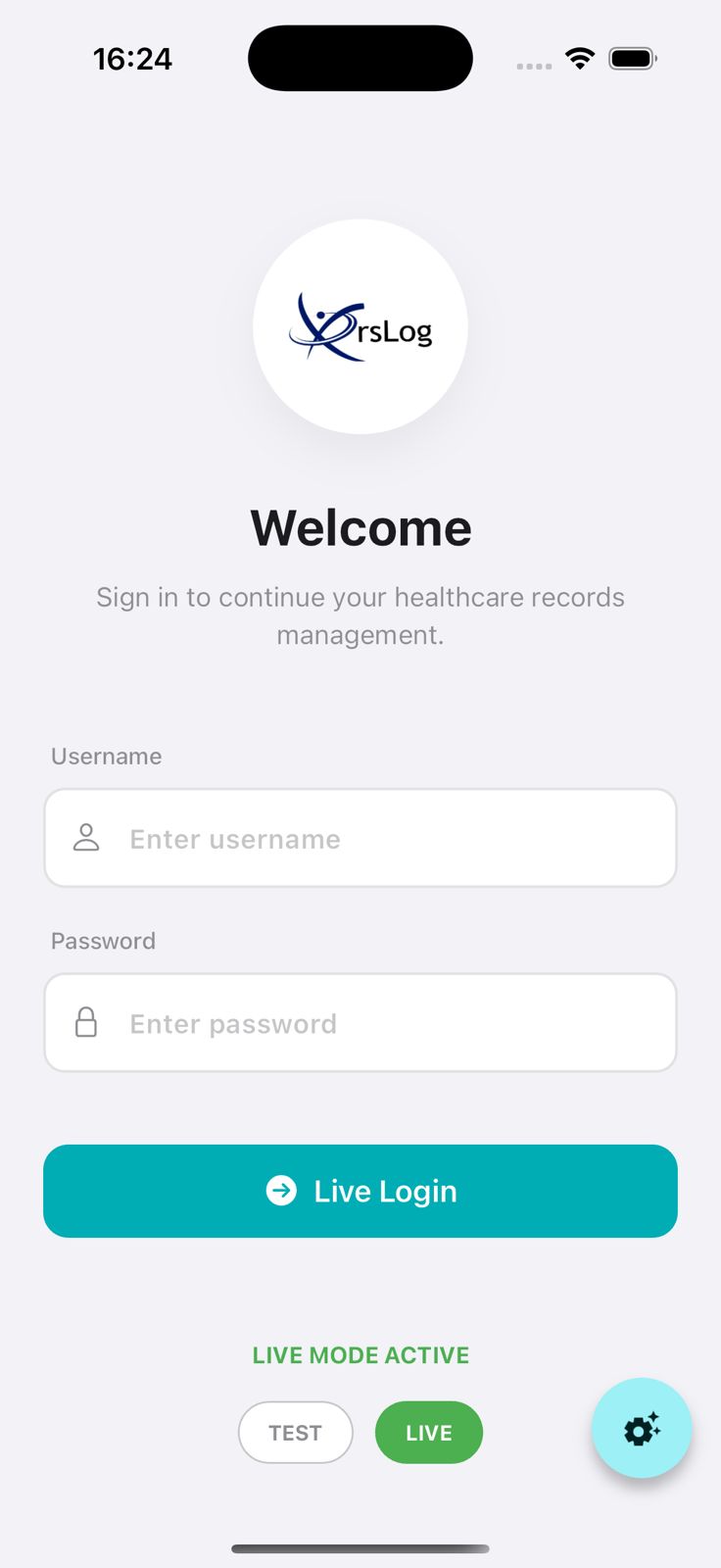 rsLog iOS — Login